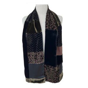 SUMMER TOMPKINS Patchwork animal print velvet scarf